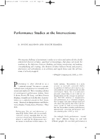 Performance Studies at the Intersections