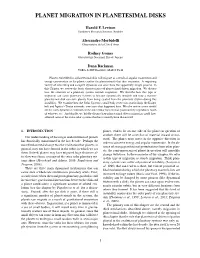 Planet Migration in Planetesimal Disks