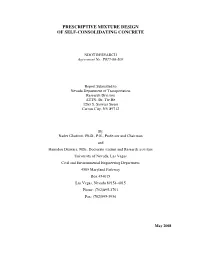 Prescriptive Mixture Design of Self-Consolidating Concrete