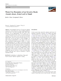 Water-Use Dynamics of an Invasive Reed, Arundo Donax, from Leaf to Stand