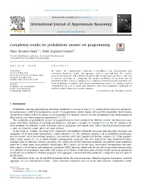 Complexity Results for Probabilistic Answer Set Programming