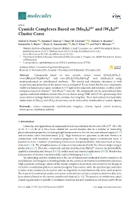 Cyanide Complexes Based on {Mo6i8}4+ and {W6I8}