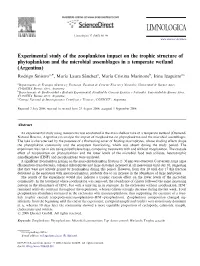 Experimental Study of the Zooplankton Impact on the Trophic Structure of Phytoplankton and the Microbial Assemblages in a Temper