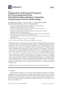 Optimization of Mechanical Properties for Polyoxymethylene/Glass Fiber/Polytetraﬂuoroethylene Composites Using Response Surface Methodology