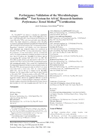Performance Validation of the Microbiologique Microfilm Test