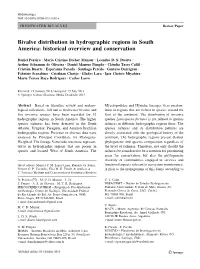 Bivalve Distribution in Hydrographic Regions in South America: Historical Overview and Conservation