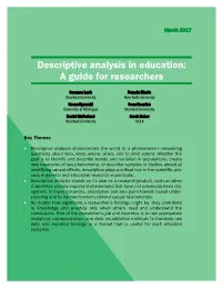 Descriptive Analysis in Education: a Guide for Researchers