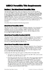 MBDCA Versatility Title Requirements