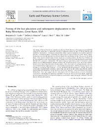 Timing of the Last Glaciation and Subsequent Deglaciation in the Ruby Mountains, Great Basin, USA