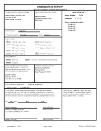 Candidate's Report