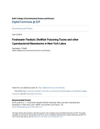 Freshwater Paralytic Shellfish Poisoning Toxins and Other Cyanobacterial Neurotoxins in New York Lakes" (2019)