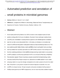 Automated Prediction and Annotation of Small Proteins in Microbial