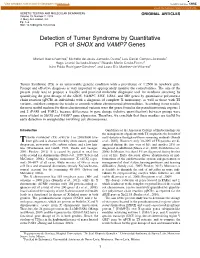 Detection of Turner Syndrome by Quantitative PCR of SHOX and VAMP7 Genes