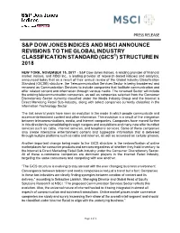 S&P Dow Jones Indices and Msci Announce Revisions
