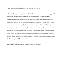 Title: Expanding the Learning Network: How Teachers Use Pinterest