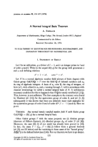 A Normal Integral Basis Theorem