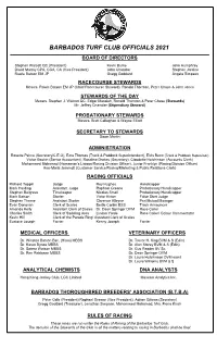 Barbados Turf Club Officials 2021