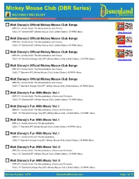Mickey Mouse Club (DBR Series) RECORD CHECKLIST
