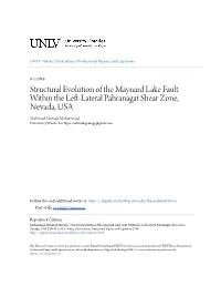 Structural Evolution of the Maynard Lake Fault Within the Left-Lateral