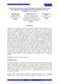 The Effects of the Gua Sha Technique (Western View) on the Recuperation of Flexibility of the Posterior Chain in Parkinson: Case Study