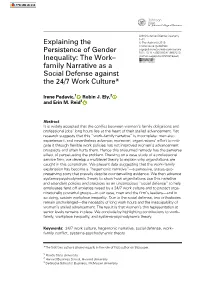 Explaining the Persistence of Gender Inequality: the Work–Family