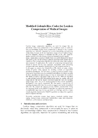 Modified Golomb-Rice Codes for Lossless Compression of Medical Images