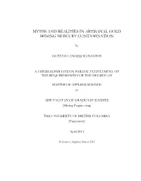 Myths and Realities in Artisanal Gold Mining Mercury Contamination