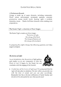 The Easter Vigil – a Journey of Four Stages