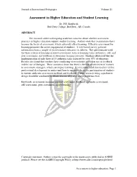 Assessment in Higher Education and Student Learning