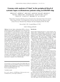 Genome-Wide Analysis of 5-Hmc in the Peripheral Blood of Systemic Lupus Erythematosus Patients Using an Hmedip-Chip