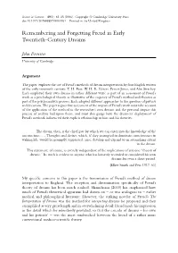 Remembering and Forgetting Freud in Early Twentieth-Century Dreams (Journal Article)