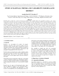 Study of Rainfall Trends and Variability for Belgaum District