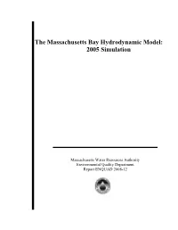 The Massachusetts Bay Hydrodynamic Model: 2005 Simulation