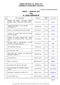 A. Civil Contracts Index : Vendor List