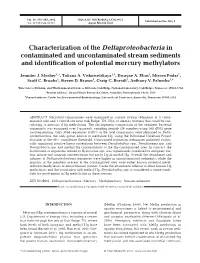 Characterization of the Deltaproteobacteria in Contaminated and Uncontaminated Stream Sediments and Identification of Potential Mercury Methylators