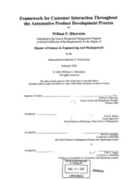 Framework for Customer Interaction Throughout the Automotive Product Development Process By