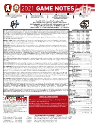 2021 Game Notes