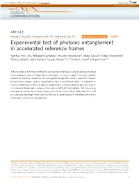 Experimental Test of Photonic Entanglement in Accelerated Reference Frames