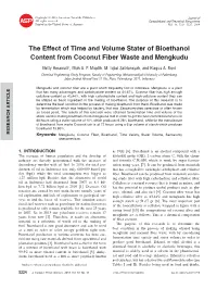 The Effect of Time and Volume Stater of Bioethanol Content from Coconut Fiber Waste and Mengkudu Nutrient Content Compositions 8 in 100 Gr Mengkudu [8]