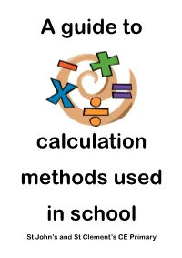 A Guide to Calculation Methods Used in School