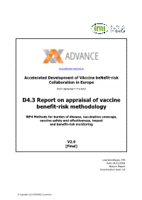 D4.3 Report on Appraisal of Vaccine Benefit-Risk Methodology