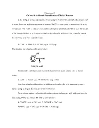 Experiment 5 Carboxylic Acids and Saponification of Methyl Benzoate