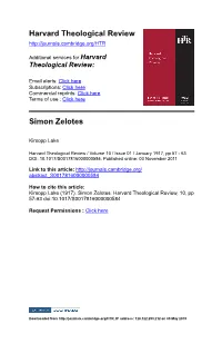 Harvard Theological Review Simon Zelotes
