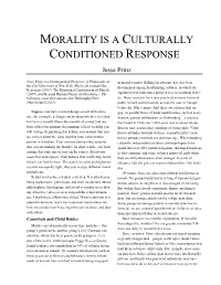 MORALITY IS a CULTURALLY CONDITIONED RESPONSE Jesse Prinz