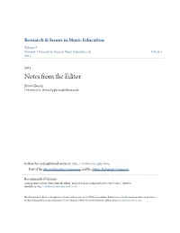 Notes from the Editor Bruce Gleason University of St