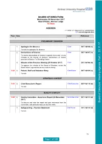 Board of Directors' Meeting Agenda Part I - 29.11.17 Committee, with Particular Focus on Key Risk Areas