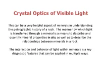 Crystal Optics of Visible Light