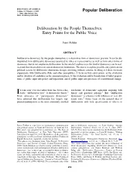 Deliberation by the People Themselves: Entry Points for the Public Voice