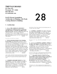 List 28 Recent Acquisitions Architecture & Planning, with Trade Catalogs Related to Building 28
