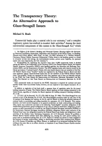 The Transparency Theory: an Alternative Approach to Glass-Steagall Issues